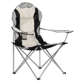 Black and Gray Camping Chair with Steel Frame and Oxford Fabric Single Folding Outdoor Chair Supports up to 120KG Portable Lawn Chair for Camping Hiki