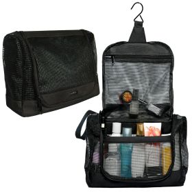 Portable Hanging Shower Caddy Organizer Bag 12x3x8 inch Black Quick Dry Mesh Shower Caddy Tote Bag Pouch with Metal Hook for Bathroom College Dorm Cam