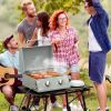 2 Burner Propane Gas Grill Portable Tabletop BBQ with Foldable Legs Lid Thermometer for Camping Light Grey