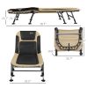 Camp Lounger Deluxe: Folding Cot with Padded Cushion, Adjustable Backrest, 400LBS Cream