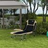 Camp Lounger Deluxe: Folding Cot with Padded Cushion, Adjustable Backrest, 400LBS Cream