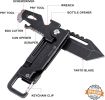 Keychain Knife, Carabiner Multitool, Tanto Pocket Knife with Key Clip, Box Cutter, Can/Bottle Opener, Screwdriver Wrench, Pry Tools