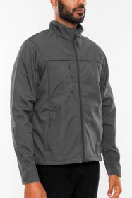 Mens Solid Soft Shell Storm Tech Jacket Coat (Color: Dark Grey, size: XL)