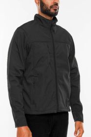 Mens Solid Soft Shell Storm Tech Jacket Coat (Color: Black, size: L)
