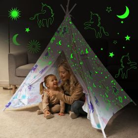 Teepee Tent for Kids Toddlers Girls Indoor and Outdoor White Tipi Childrens Slumber Party Pink Playhouse Child Reading Playroom Classroom Sleep Over C (Color: Unicorn)