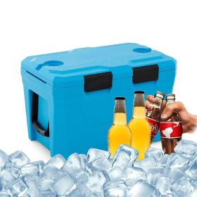 Portable Cooler Hard Shell Ice Chest for Outdoor Camping (Color: Blue, Type: Coolers)