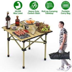 Folding Camping Table Portable Lightweight Carbon Steel Roll-up Picnic BBQ Desk with Carry Bag Heavy Duty for Outdoor Beach Backyard Party Patio Campi (size: S)