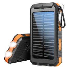 10000mAh Solar Charger Portable Power Bank USB-C Port Mobile Battery Pack for Phone (Color: Orange)