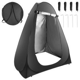 Pop Up Privacy Tent Foldable Outdoor Shower Toilet Tent Portable Clothes Changing Room Camping Shelter with Carry Bag for Camping Hiking Beach Picnic (Color: Black, size: One size)