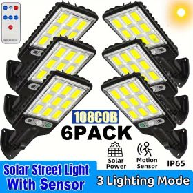 6 Packs Solar Powered Motion Sensor Outdoor Garden Light With 108 COB LED Lights (Option: Pack of 6)